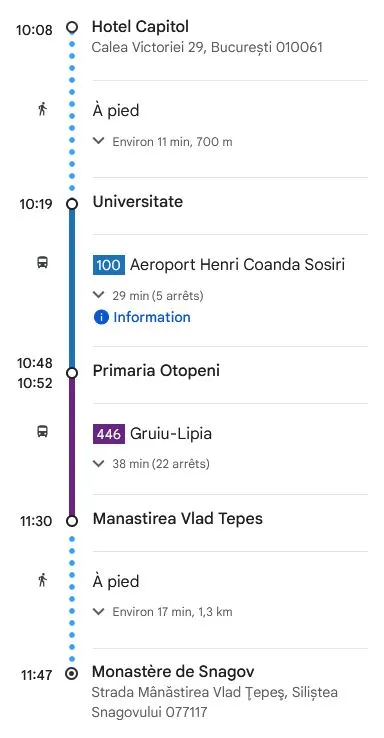 Bucarest Snagov en bus