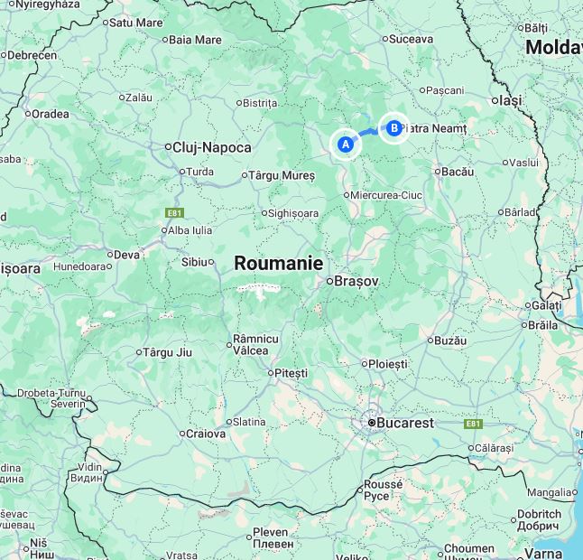 gorges de bicaz sur la carte